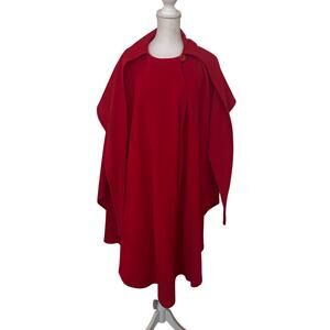 Molina by Jimmy Hourihan Vintage Red Hooded Cape Wool Cashmere Ireland One Size
